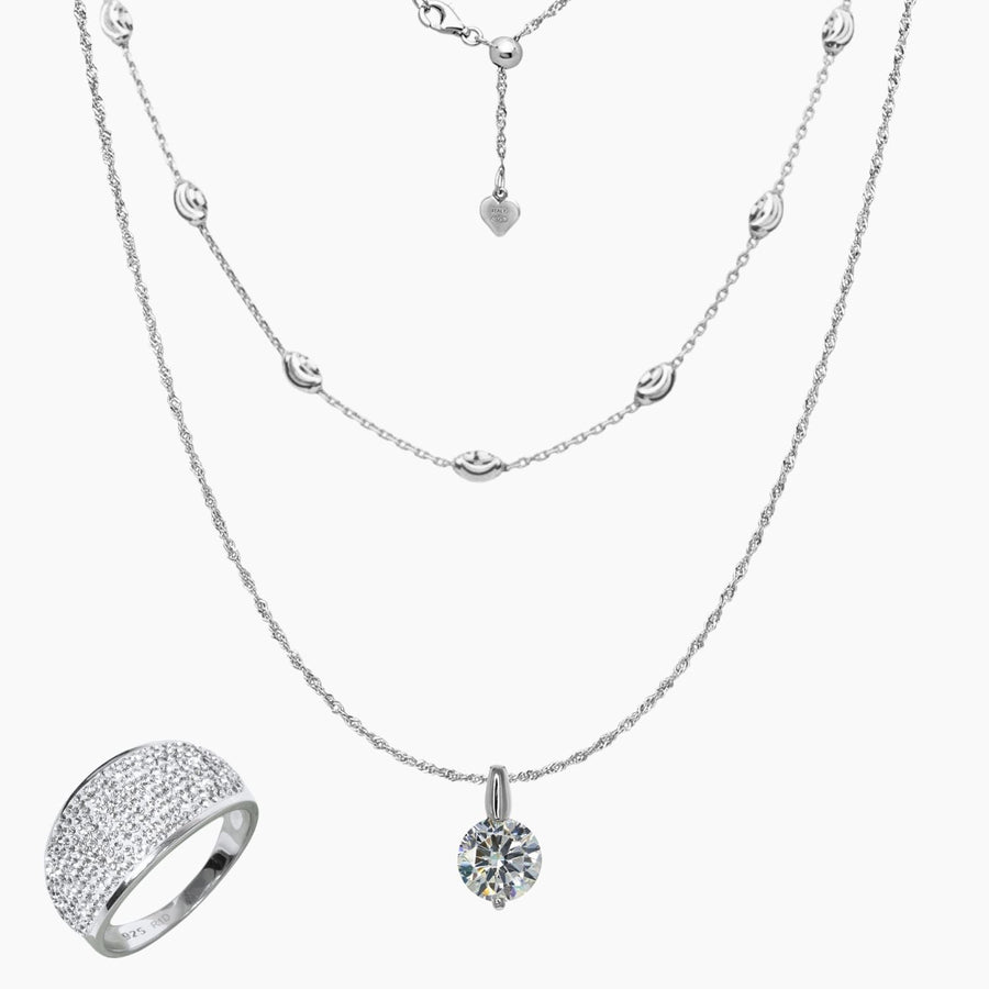 Roma Silver Collection Sets The Jessy Stazione Layering Set with Pave Crystal Ring