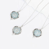 Roman Glass Jewelry Pendants Roman Glass Small Round Pendant with Patina in Sterling Silver