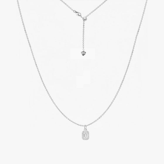 Emerald Cut Crystal Adjustable Necklace (Silver)