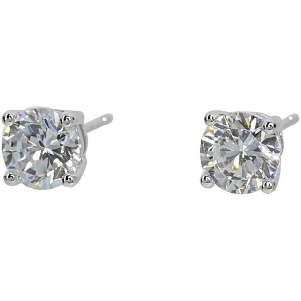 Crystal Collection Earrings Clear .75 Carat (each) Brilliant CZ Round Stud Earrings in Sterling Silver