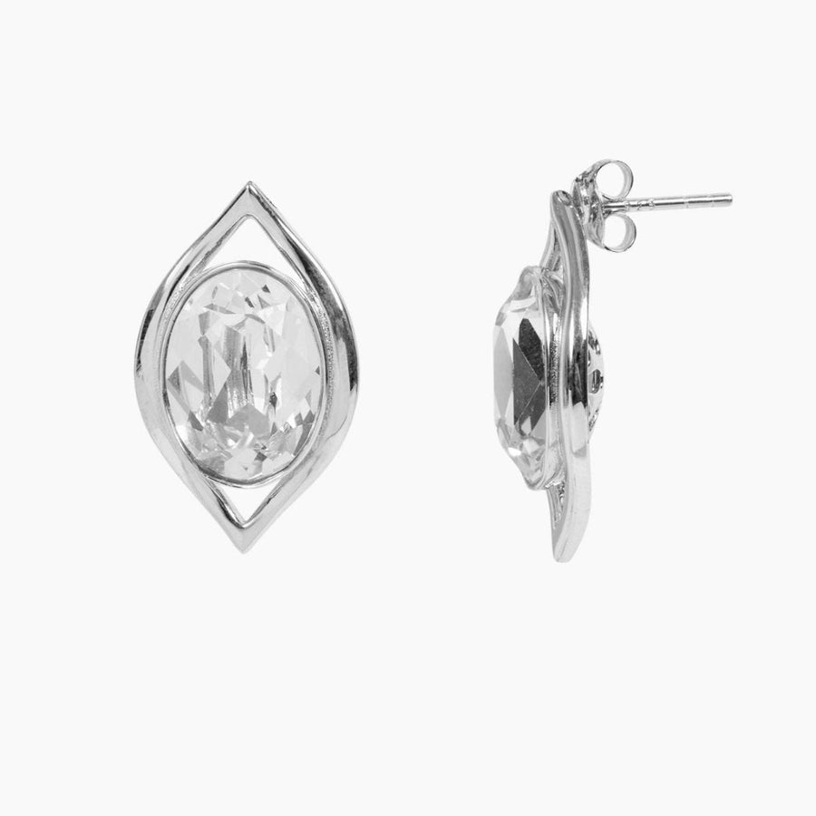 Crystal Collection Earrings Color / Clear Swarovski Crystal Oval Earrings in Sterling Silver