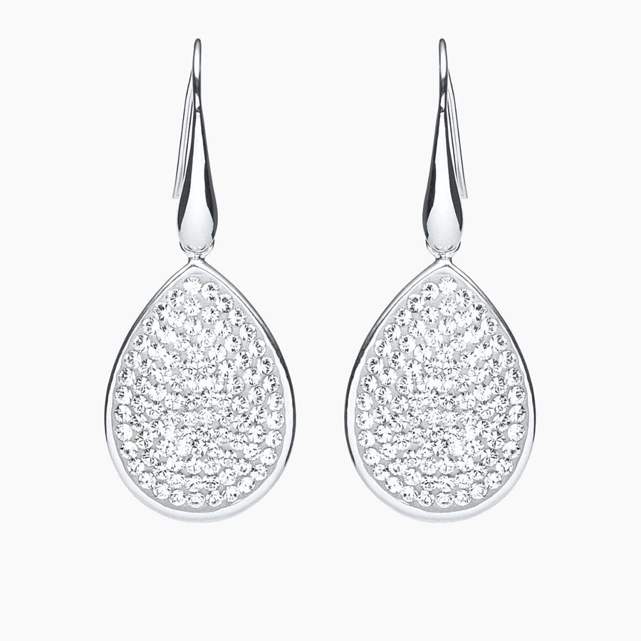 Crystal Collection Earrings Silver Pave Swarovski Crystal Teardrop Earrings (Silver)