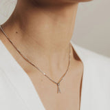 Crystal Collection Necklace Sterling Silver CZ Small Initial Necklace
