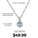 Crystal Collection Necklaces Clear Adjustable Milano Twist Chain + Brilliant CZ Pendant Set