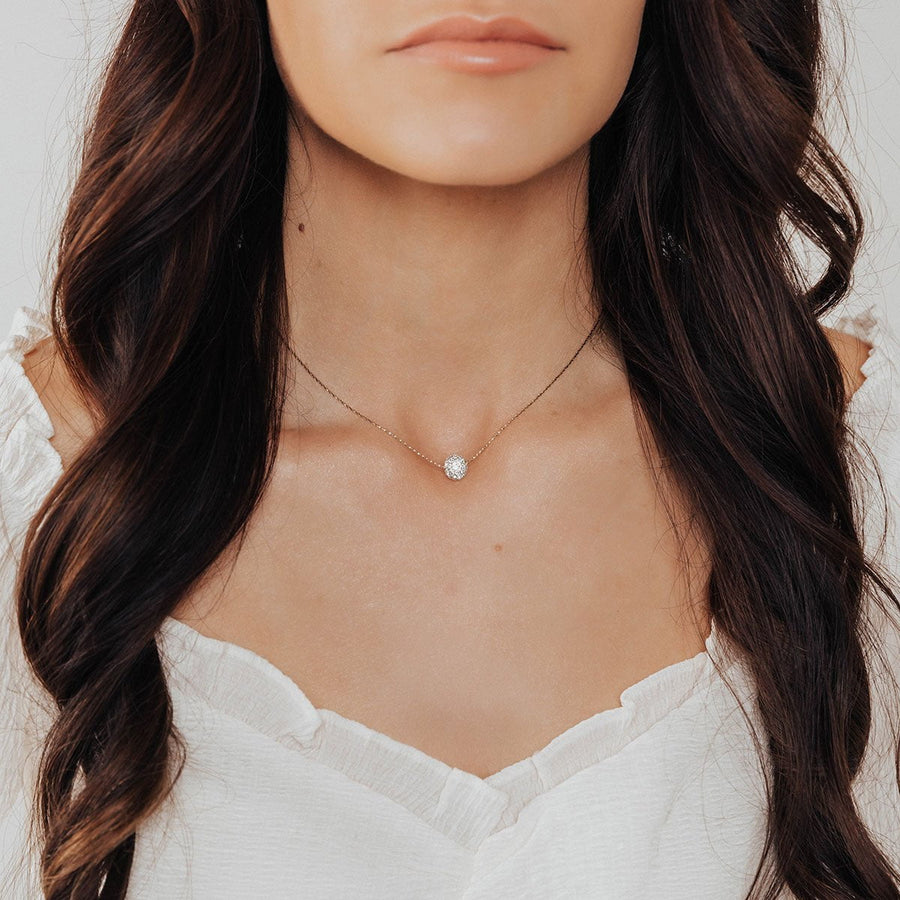 Crystal Collection Necklaces Gold Small Swarovski Crystal Single Ball Necklace (Gold)