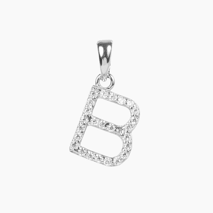 Crystal Collection Pendants B Sterling Silver CZ Small Initial Pendant