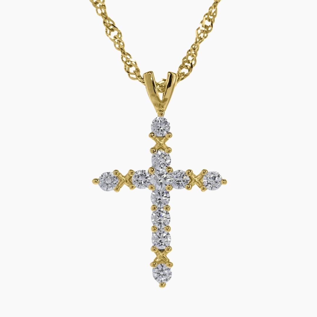 Brilliant CZ Cross (Gold) | Roma Designer Jewelry