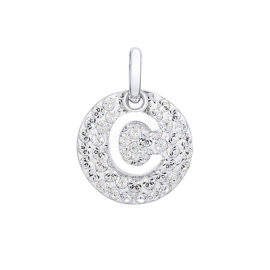 Crystal Collection Pendants C Swarovski Crystals Disc with Initial Pendant