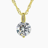 Crystal Collection Pendants Clear 2.00 Carat Brilliant CZ Solitaire Pendant in Gold Overlay