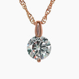 Crystal Collection Pendants Clear 2.00 Carat Brilliant CZ Solitaire Pendant in Rose Gold Overlay
