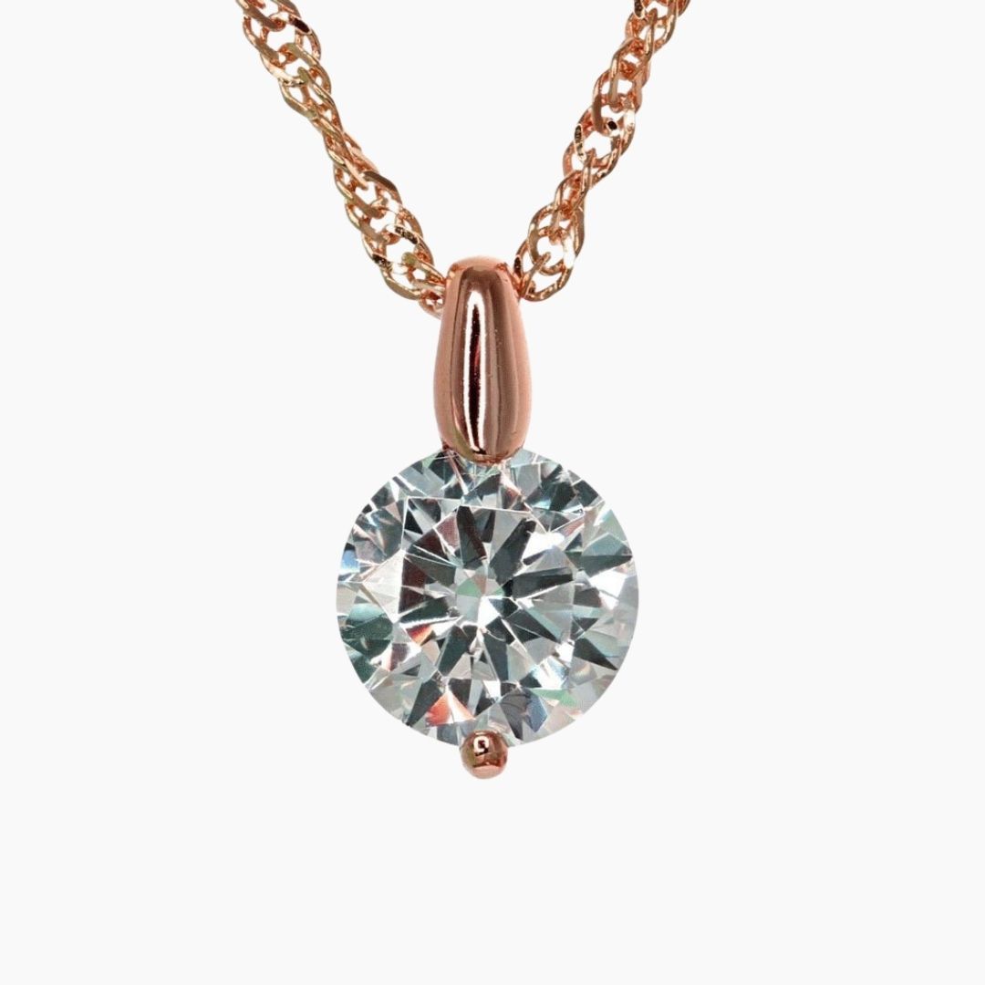 2.00 Carat Brilliant CZ Solitaire Pendant in Rose Gold Overlay
