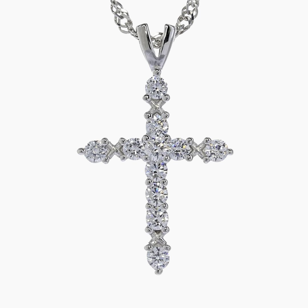Silver cz cross on sale pendant