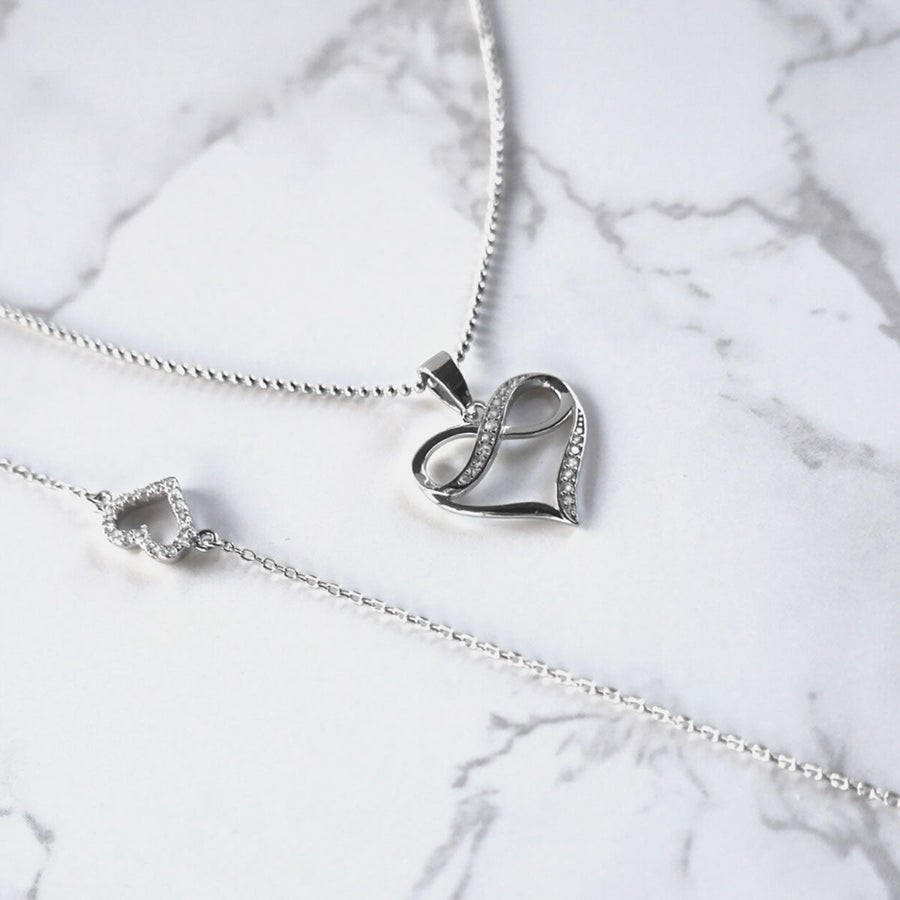 Crystal Collection Pendants Forever Love CZ Heart and Infinity Pendant
