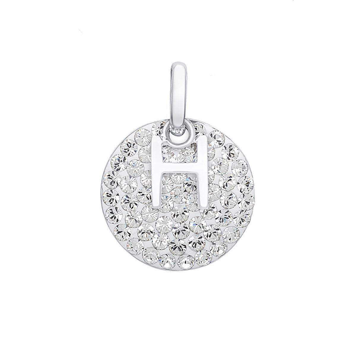 Swarovski Crystals Disc with Initial Pendant A Crystal Collection Roma Designer Jewelry