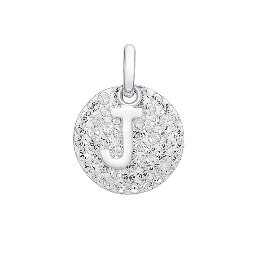 Crystal Collection Pendants J Swarovski Crystals Disc with Initial Pendant