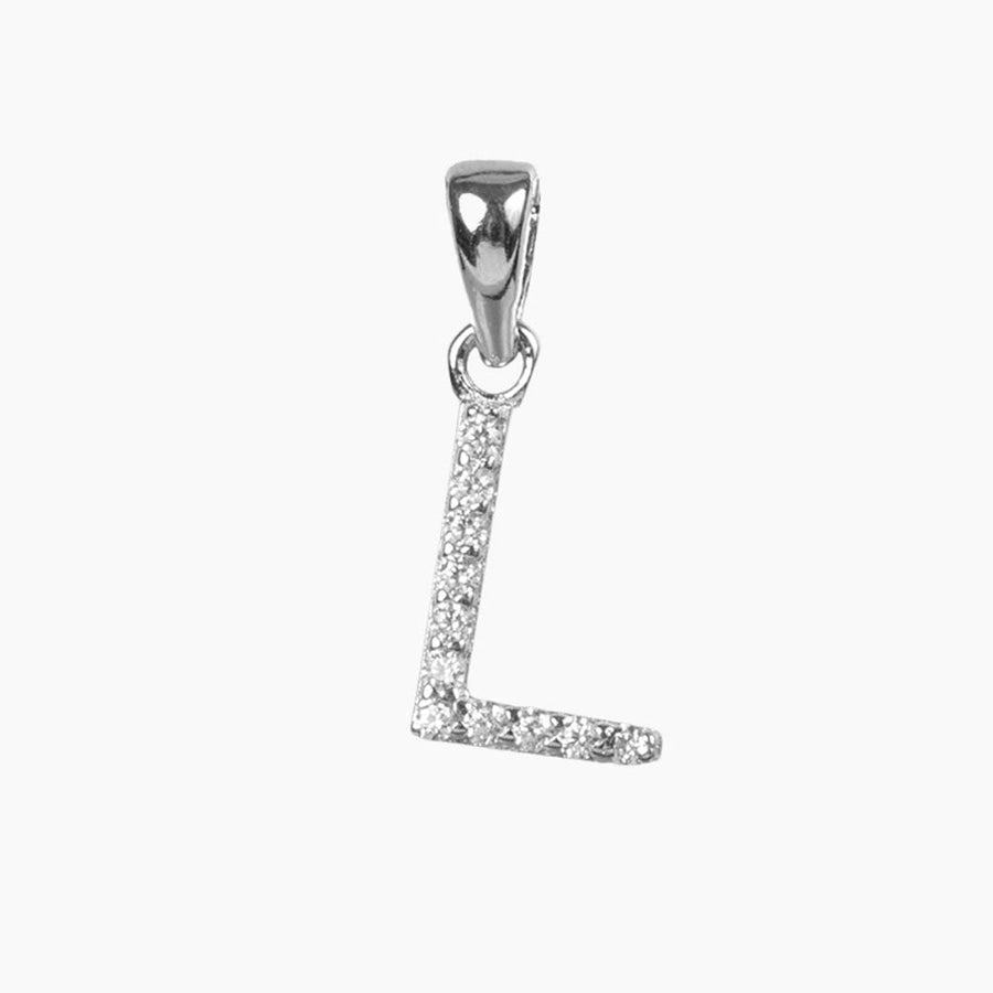Crystal Collection Pendants L Sterling Silver CZ Small Initial Pendant