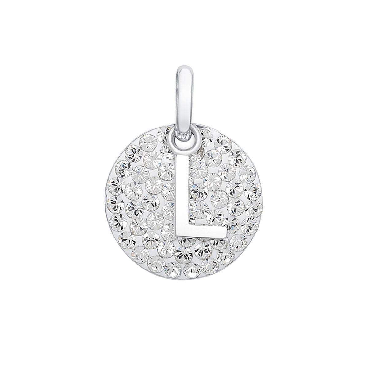 Swarovski Crystals Disc with Initial Pendant – Roma Designer Jewelry
