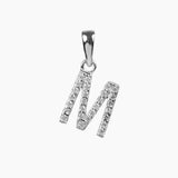 Crystal Collection Pendants M Sterling Silver CZ Small Initial Pendant