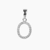 Crystal Collection Pendants O Sterling Silver CZ Small Initial Pendant