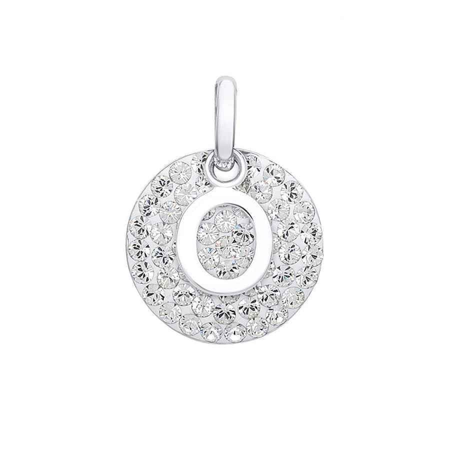 Crystal Collection Pendants O Swarovski Crystals Disc with Initial Pendant
