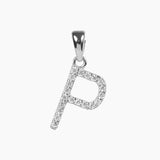 Crystal Collection Pendants P Sterling Silver CZ Small Initial Pendant
