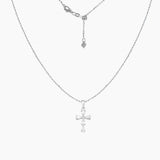 Crystal Collection Pendants Pendant + Chain Sterling Silver Pear Cut CZ Cross Pendant