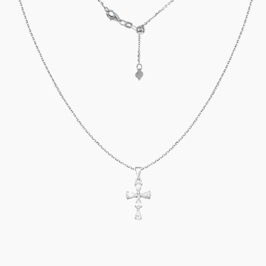 Crystal Collection Pendants Pendant + Chain Sterling Silver Pear Cut CZ Cross Pendant