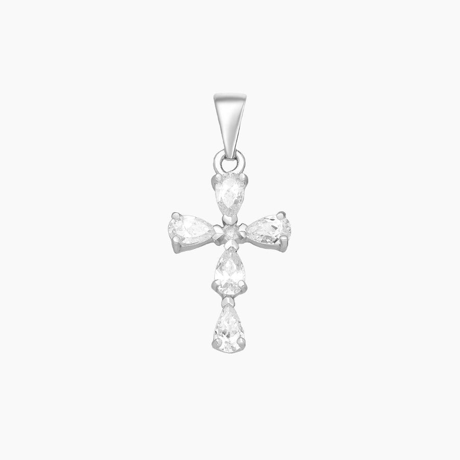 Crystal Collection Pendants Pendant Sterling Silver Pear Cut CZ Cross Pendant