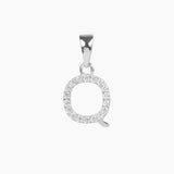 Crystal Collection Pendants Q Sterling Silver CZ Small Initial Pendant