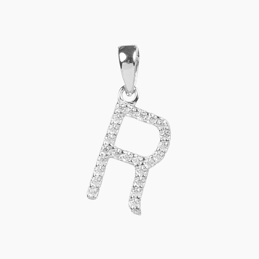 Crystal Collection Pendants R Sterling Silver CZ Small Initial Pendant