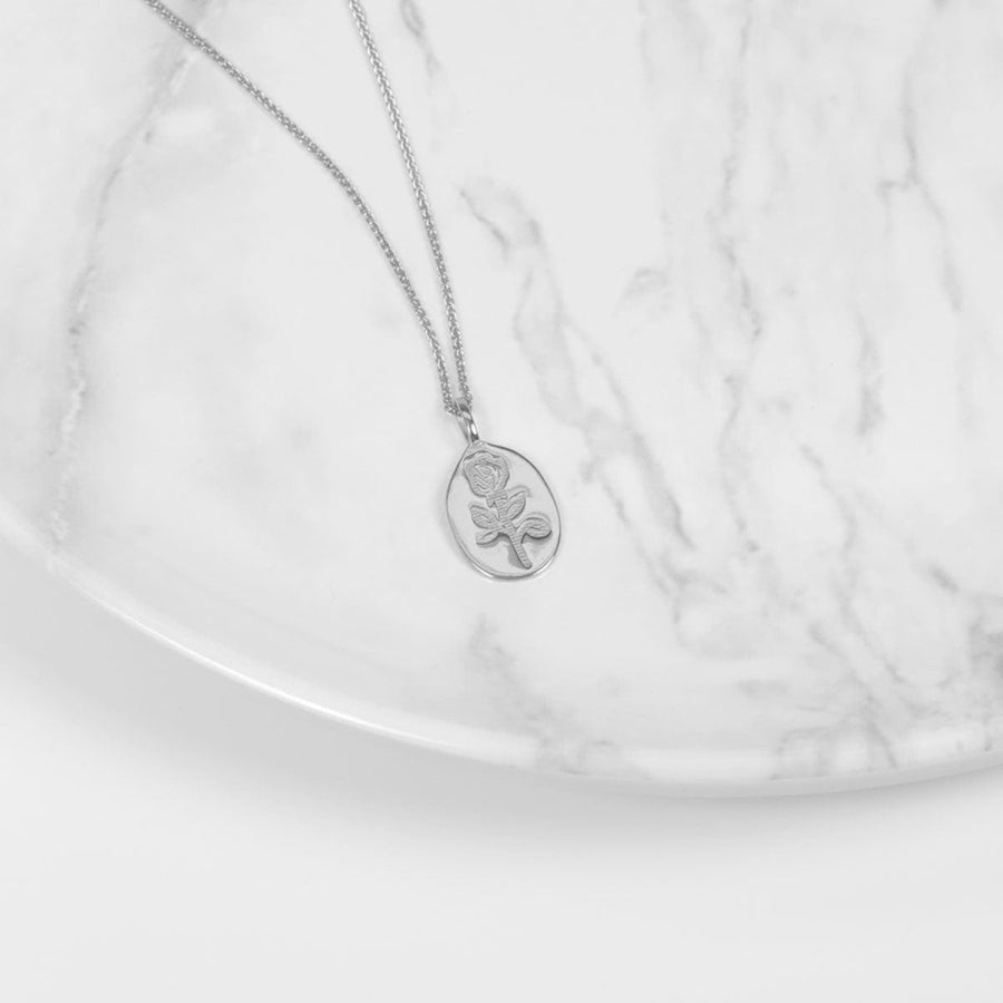 Crystal Collection Pendants Roma Pressed Rose Medallion (Silver)