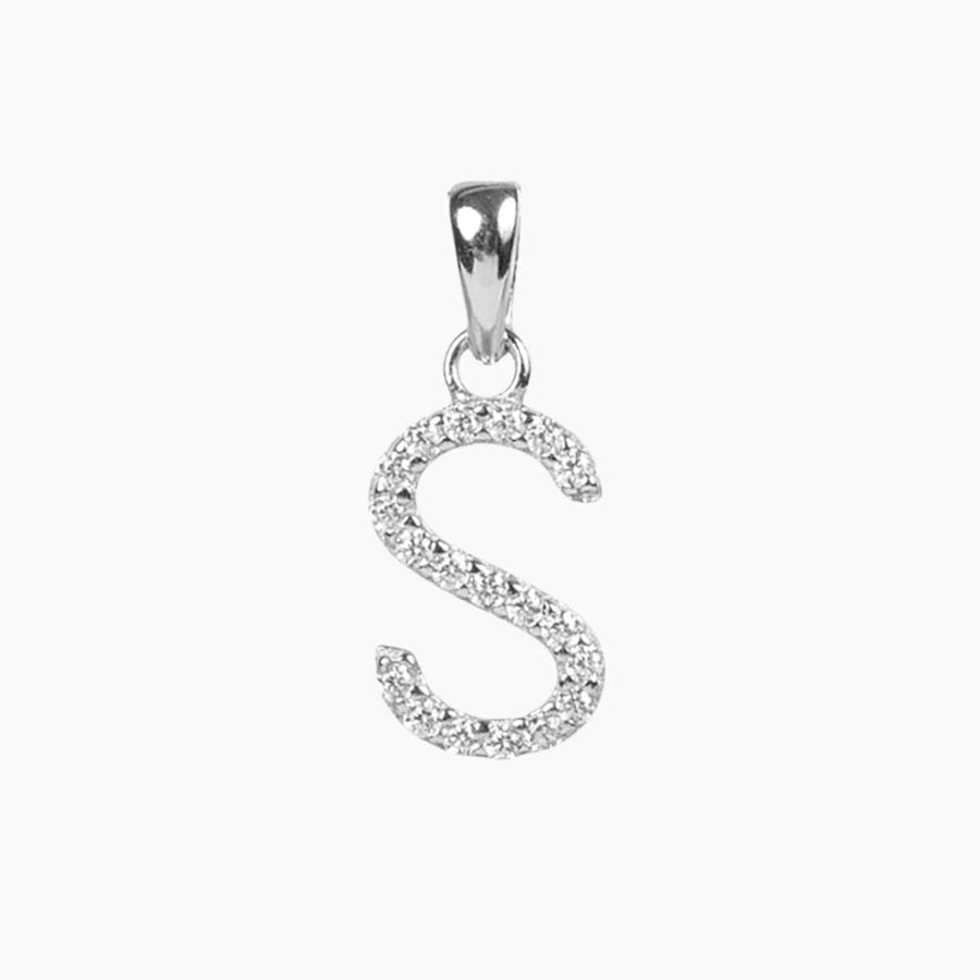 Crystal Collection Pendants S Sterling Silver CZ Small Initial Pendant