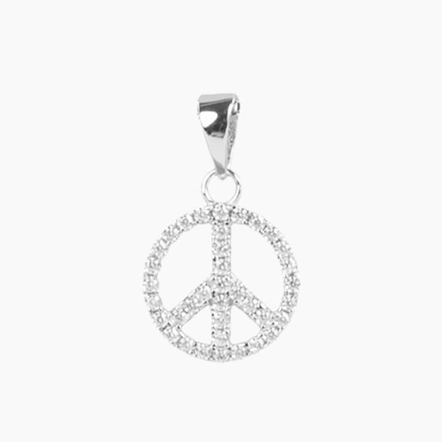 Crystal Collection Pendants Sterling Silver CZ Small Peace Sign Pendant