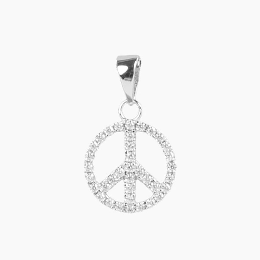 Crystal Collection Pendants Sterling Silver CZ Small Peace Sign Pendant