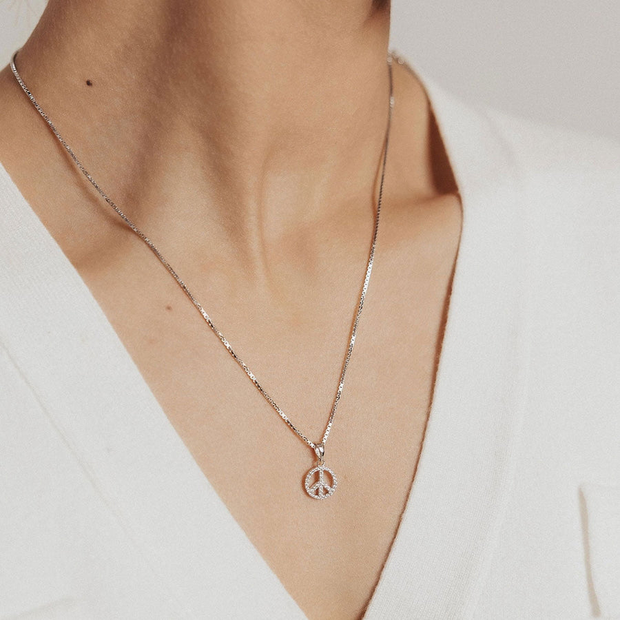 Crystal Collection Pendants Sterling Silver CZ Small Peace Sign Pendant
