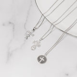 Crystal Collection Pendants Sterling Silver Pear Cut CZ Cross Pendant