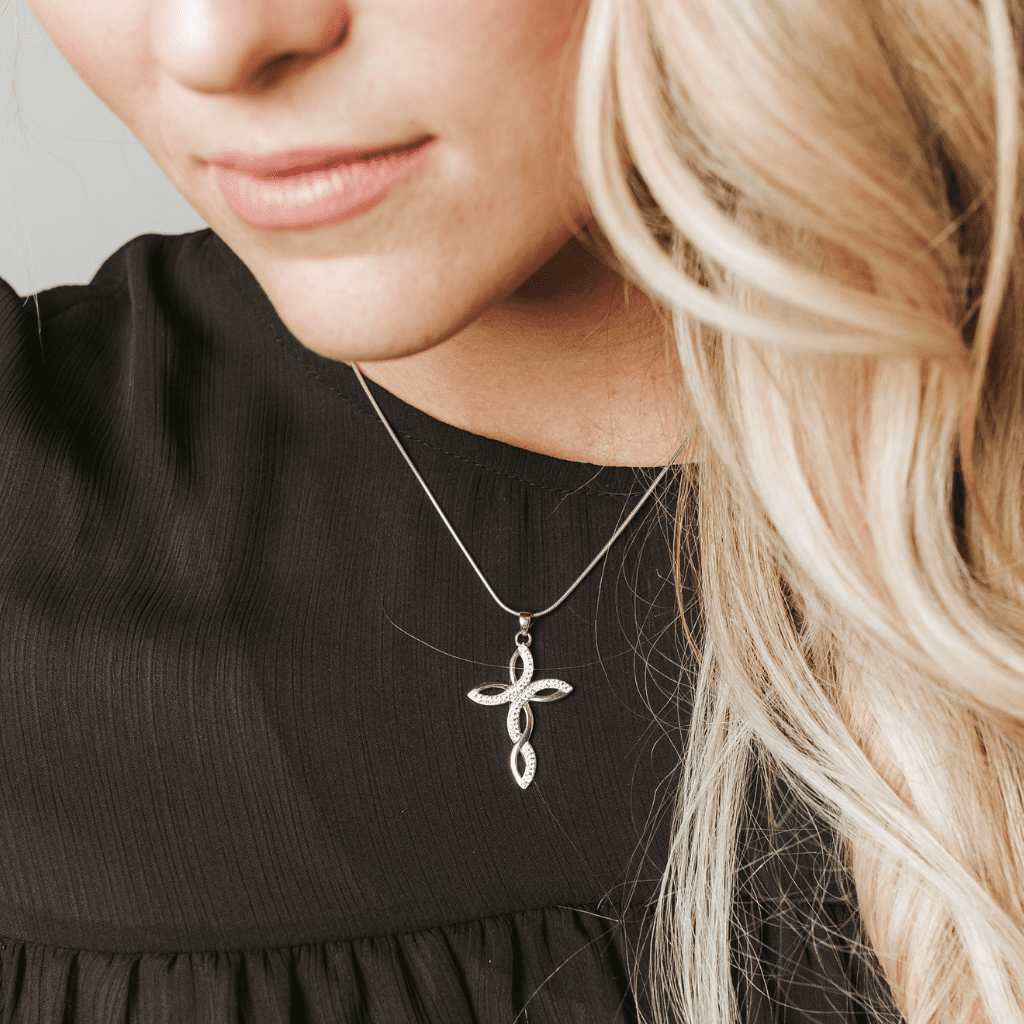 Swarovski cross necklace best sale silver
