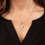 Crystal Collection Pendants Swarovski Crystal Braided Cross Pendant in Sterling Silver