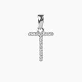 Crystal Collection Pendants T Sterling Silver CZ Small Initial Pendant