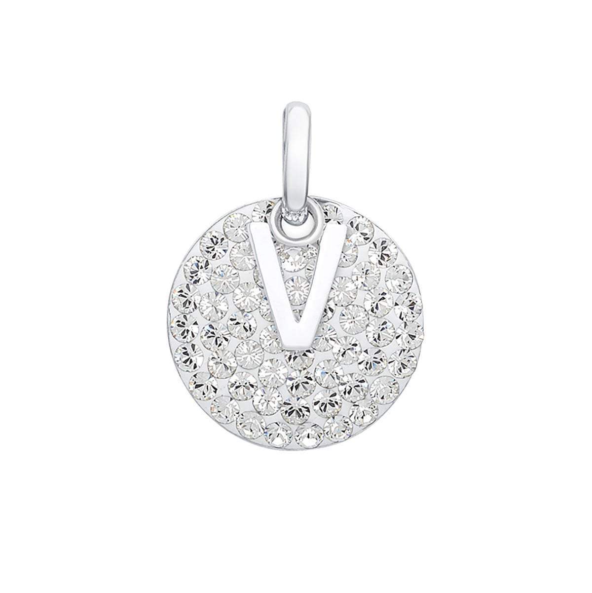 Swarovski Crystals Disc with Initial Pendant