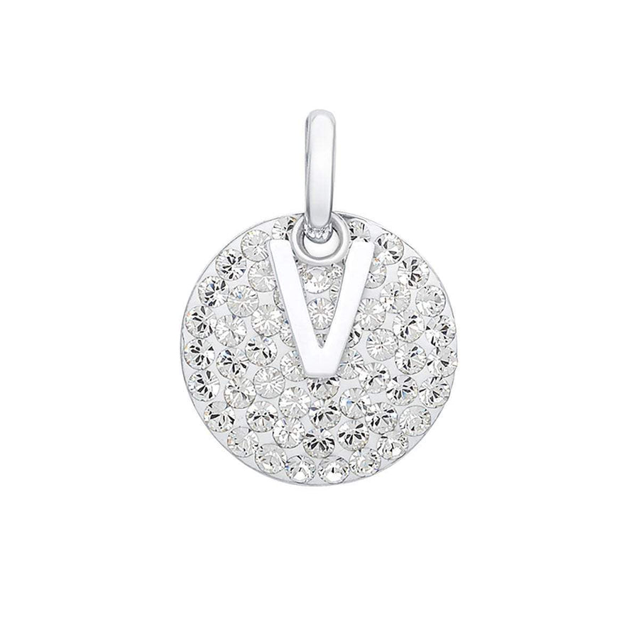 Crystal Collection Pendants V Swarovski Crystals Disc with Initial Pendant