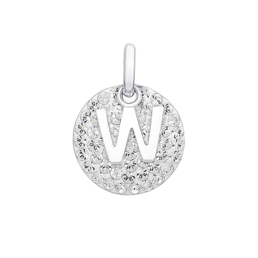 Crystal Collection Pendants W Swarovski Crystals Disc with Initial Pendant