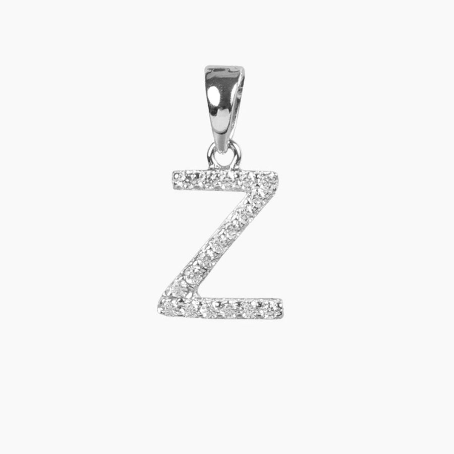 Crystal Letter Z Silver Delicate Chain Bracelet in White Crystal