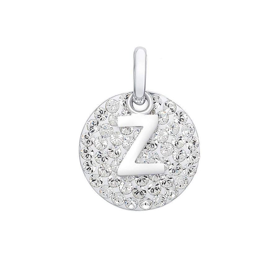 Crystal Collection Pendants Z Swarovski Crystals Disc with Initial Pendant