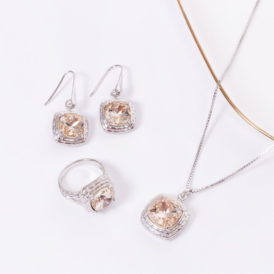 Crystal Collection Rings Champagne Swarovski Crystal Square Ring