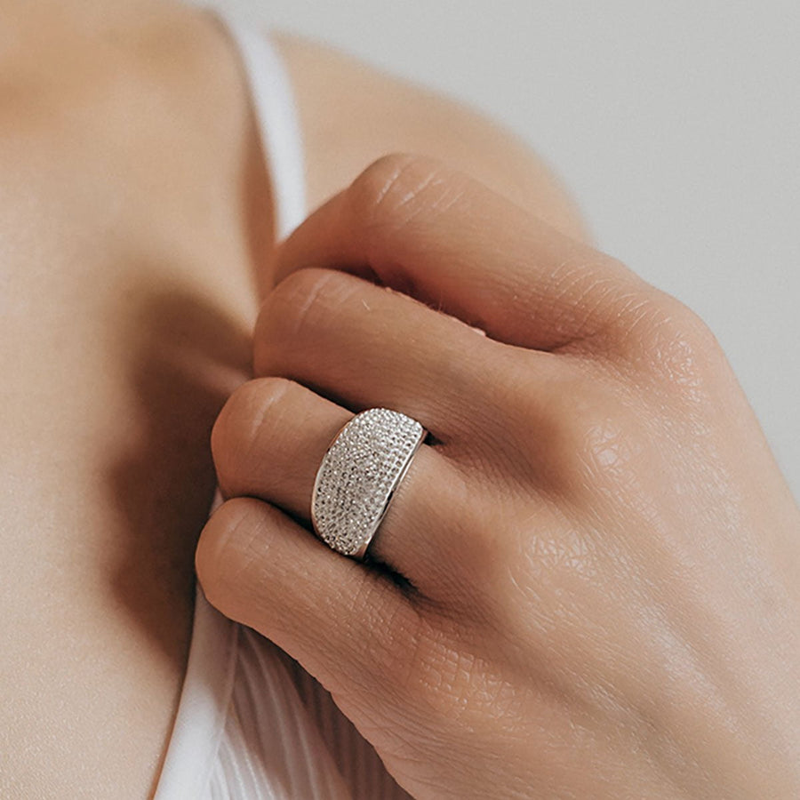 Crystal Collection Rings Pave Swarovski Crystal Curved Ring