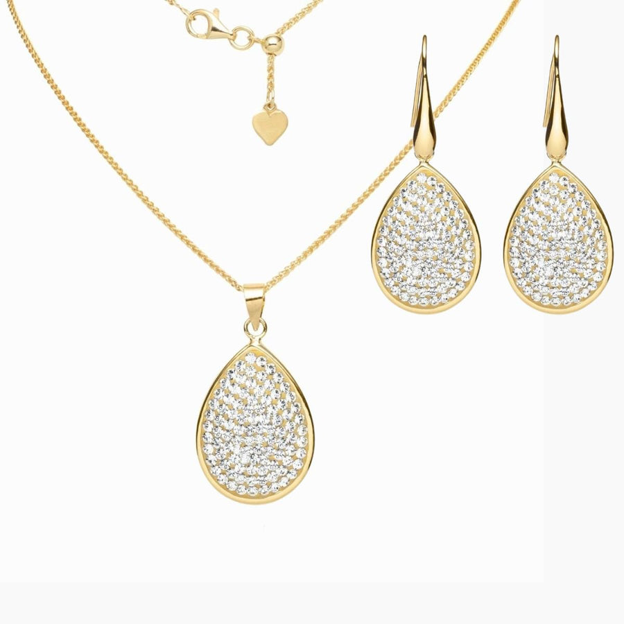 Crystal Collection Sets Gold The Pave Swarovski Crystal Teardrop Necklace & Earring Set