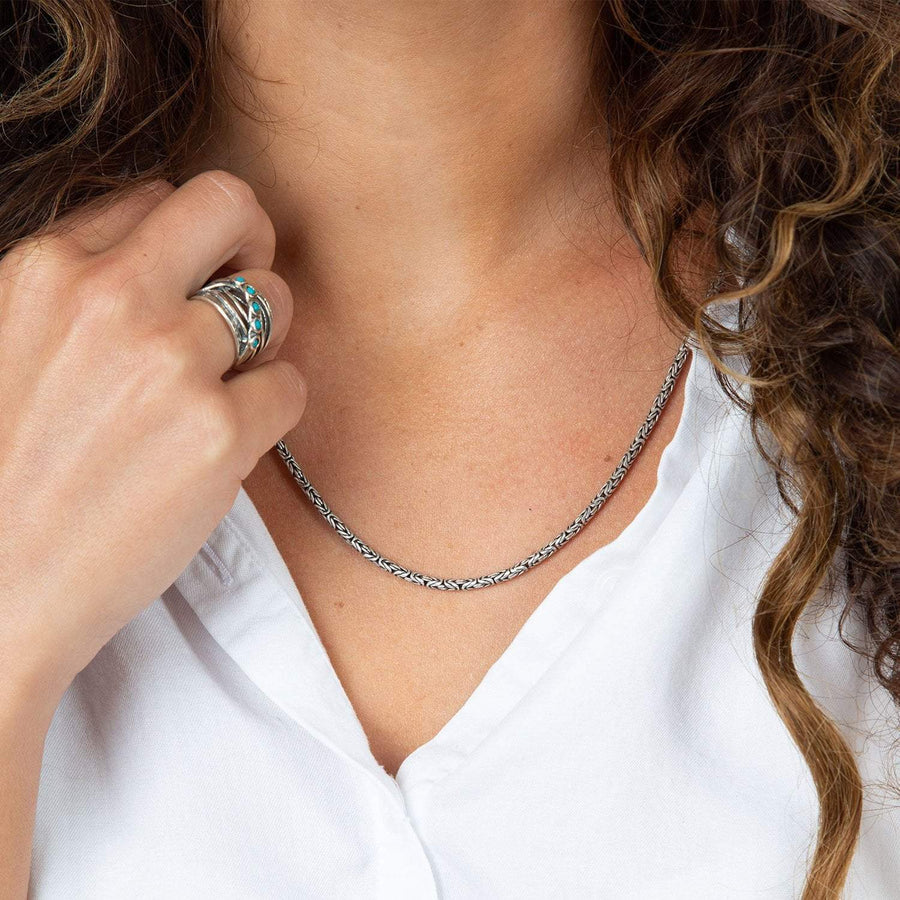 David Beck Bali Necklaces David Beck Bali Byzantine 3mm Silver Chain (18" - 24")