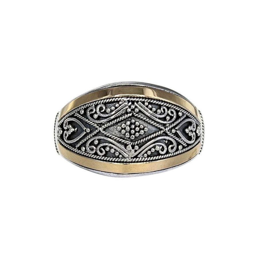David Beck Bali Rings Bali Swirl Sterling Silver Ring with 18K Gold Detail