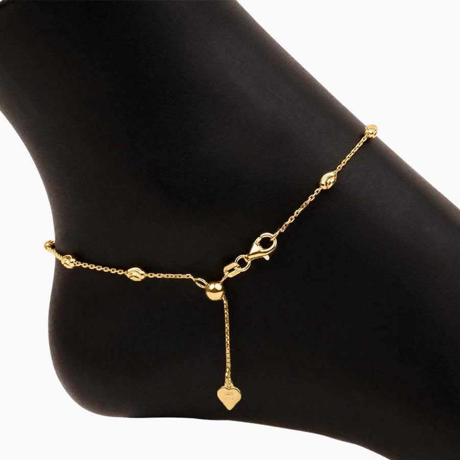 Eros Milano Anklet Adjustable Moon Cut Bead Anklet (Gold)